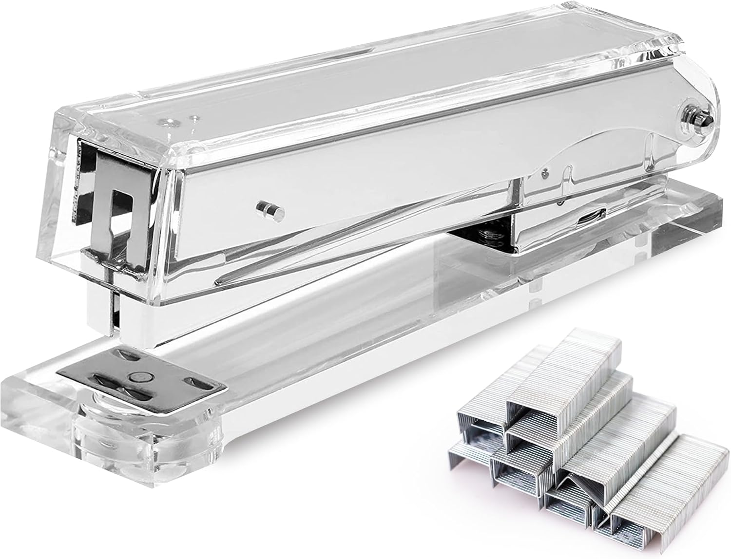 OfficeGoods Acrylic Stapler, Stylish and Compact Design, Silver
